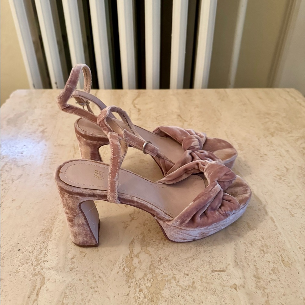 H&M - Platform Velvet Heels - Pink - Size 6